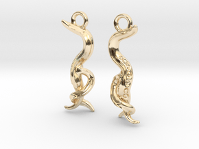 C. elegans Nematode Worm Earrings in 14K Yellow Gold