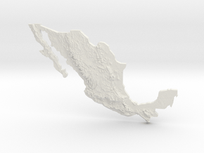 Mexico Heightmap in White Natural Versatile Plastic