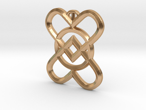 2 Hearts 1 Ring Pendant C in Polished Bronze