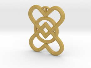2 Hearts 1 Ring Pendant C in Tan Fine Detail Plastic