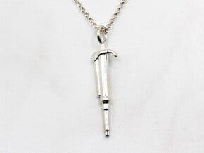 Pipette Pendant - Science Jewelry in Polished Silver