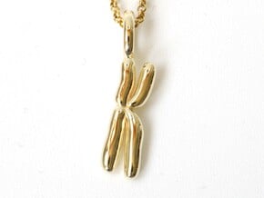 Chromosome Pendant - Science Jewelry in 14k Gold Plated Brass