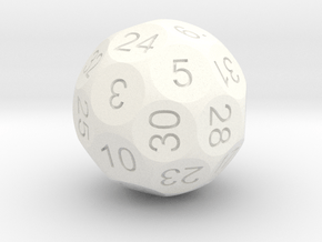 D32 Sphere Dice in White Smooth Versatile Plastic