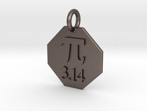 Pendant Pi B in Polished Bronzed-Silver Steel