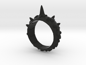 Armor Ring 01(with long spike) in Black Natural Versatile Plastic