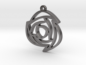 Rose Pendant B in Processed Stainless Steel 316L (BJT)
