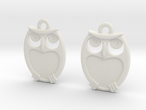 Owl Earrings in White Natural Versatile Plastic