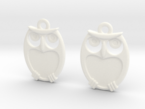 Owl Earrings in White Premium Versatile Plastic