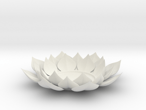 Lotus Flower Tea Light Holder in White Natural Versatile Plastic