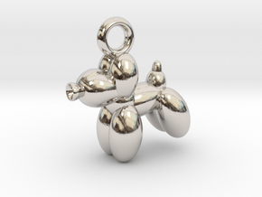 Dog Pendant Balloon Style in Rhodium Plated Brass