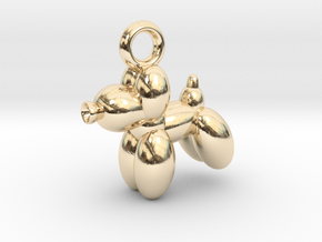 Dog Pendant Balloon Style in 14k Gold Plated Brass