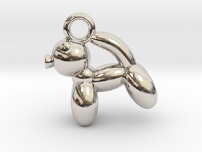 Cat Pendant Balloon Style in Rhodium Plated Brass