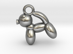 Cat Pendant Balloon Style in Natural Silver