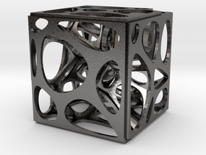 Voronoi Cube in Processed Stainless Steel 316L (BJT)