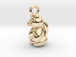 Cat Pendant Balloon Style Sitting Position in 14k Gold Plated Brass