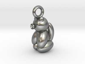 Cat Pendant Balloon Style Sitting Position in Natural Silver