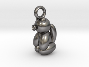 Cat Pendant Balloon Style Sitting Position in Processed Stainless Steel 316L (BJT)