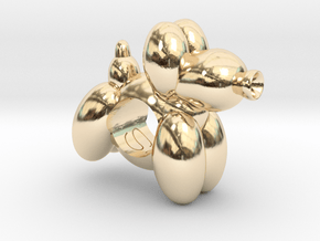 Dog Charm Balloon Style in 14k Gold Plated Brass