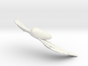 Flying Heart  in White Natural Versatile Plastic
