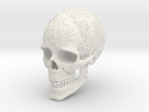 Ornamented Skull in White Natural Versatile Plastic