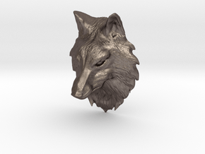 Wolf Head in Polished Bronzed-Silver Steel