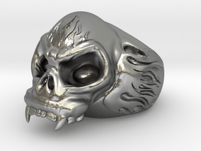 Skull Ring in Natural Silver