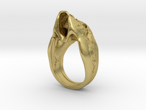 Evil Skull Ring  in Natural Brass