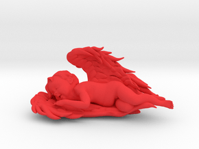 Baby Angel Sculpture in Red Smooth Versatile Plastic