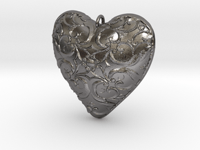 Heart Pendant in Polished Nickel Steel