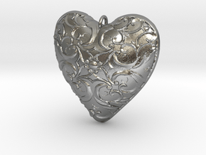 Heart Pendant in Natural Silver