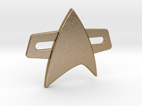 Star trek comm badge late 24th century in Polished Gold Steel