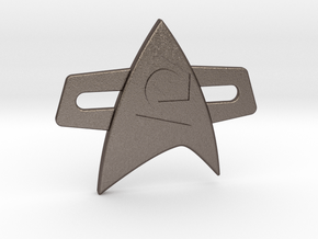Star trek comm Engineer badge late 24th Century in Polished Bronzed-Silver Steel