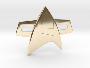 Star trek comm Engineer badge late 24th Century in 14k Gold Plated Brass