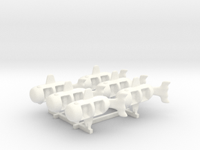 DIVE BOMBER - Whale Tubs (x6) in White Smooth Versatile Plastic