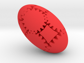 3D ellipse gear-T18M2-60X35-STEP in Red Smooth Versatile Plastic