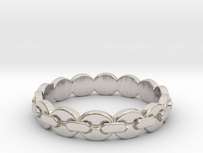 Coffee bean chain ring all sizes, multisize in Rhodium Plated Brass: 5 / 49