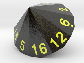 d18 Enneagonal Trapezohedron (Black) in Smooth Full Color Nylon 12 (MJF)
