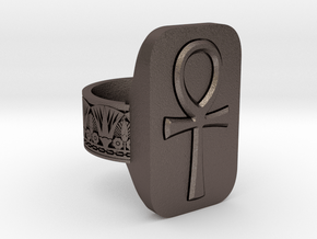 Ankh Ring in Polished Bronzed-Silver Steel: 10 / 61.5