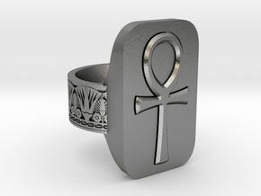Ankh Ring in Natural Silver: 10 / 61.5