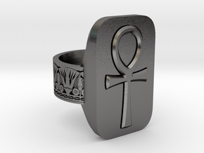 Ankh Ring in Processed Stainless Steel 316L (BJT): 12 / 66.5