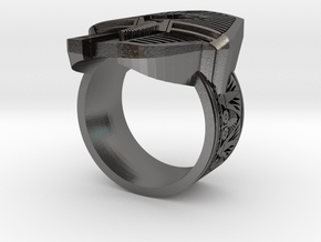 Pharaoh Ring in Processed Stainless Steel 316L (BJT): 12 / 66.5