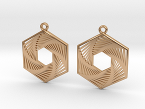 Hexagonal Recursion Earrings in Polished Bronze