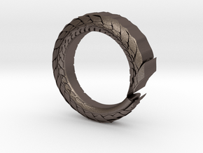 Ouroboros Ring in Polished Bronzed-Silver Steel: 10 / 61.5