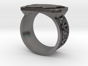 Eye OF Ra Ring in Processed Stainless Steel 316L (BJT): 12 / 66.5