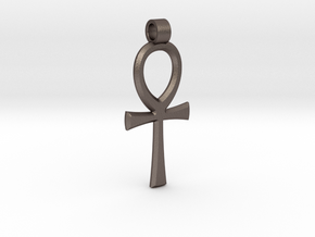 Ankh Pendant in Polished Bronzed-Silver Steel