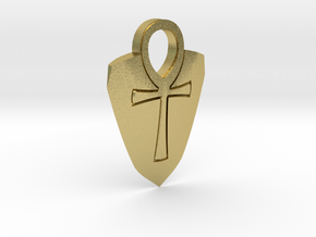 Ankh Guitar Pick Pendant in Natural Brass