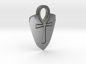 Ankh Guitar Pick Pendant in Natural Silver