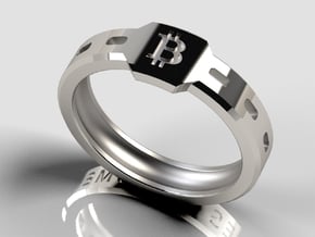 Bitcoin Ring in Polished Silver: 10 / 61.5
