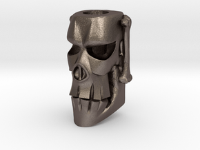 Moai-Inspired Skull Paracord Bead  in Polished Bronzed-Silver Steel