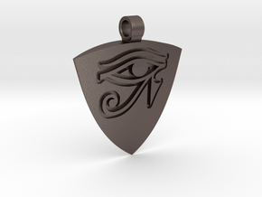 Eye Of Horus / Eye Of Ra Guitar Pick Pendant in Polished Bronzed-Silver Steel